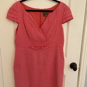 TAYLOR Coral Pink Capped Sleeve Dress